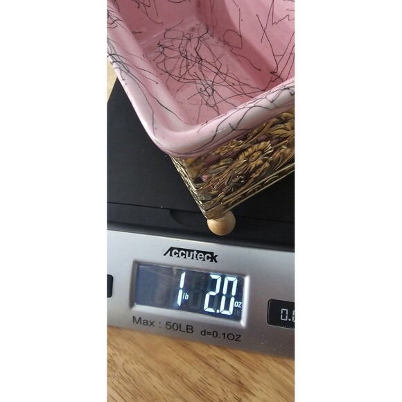 Vtg Hull MCM Pink Ceramic Footed Splatter Lines Mini Loaf Pan Trinket Dish 6" - Picture 14 of 15